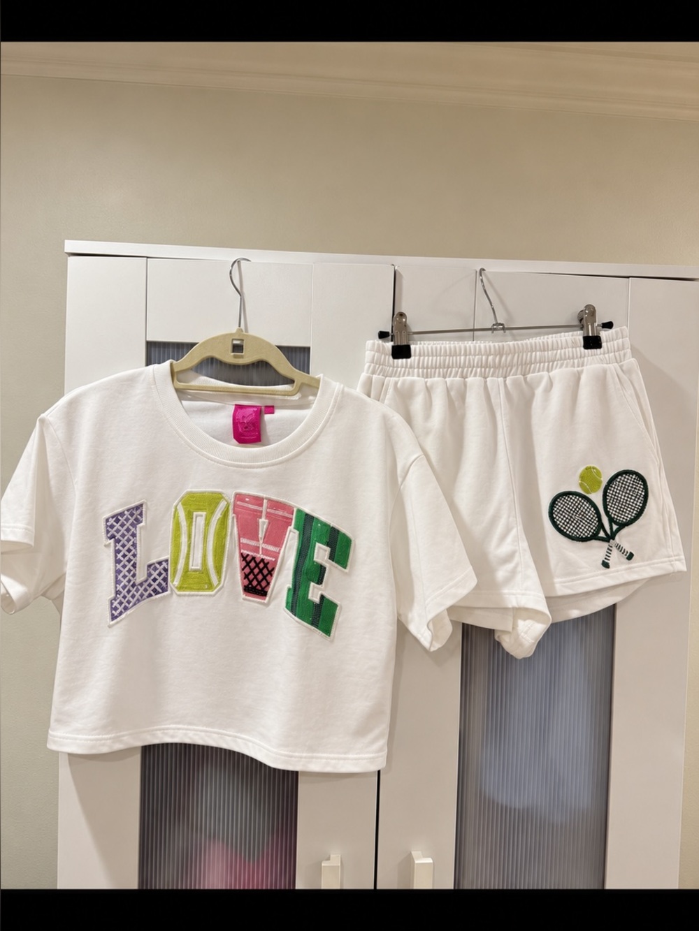 Queen of Sparkles LOVE Tennis Shorts Set Size XS